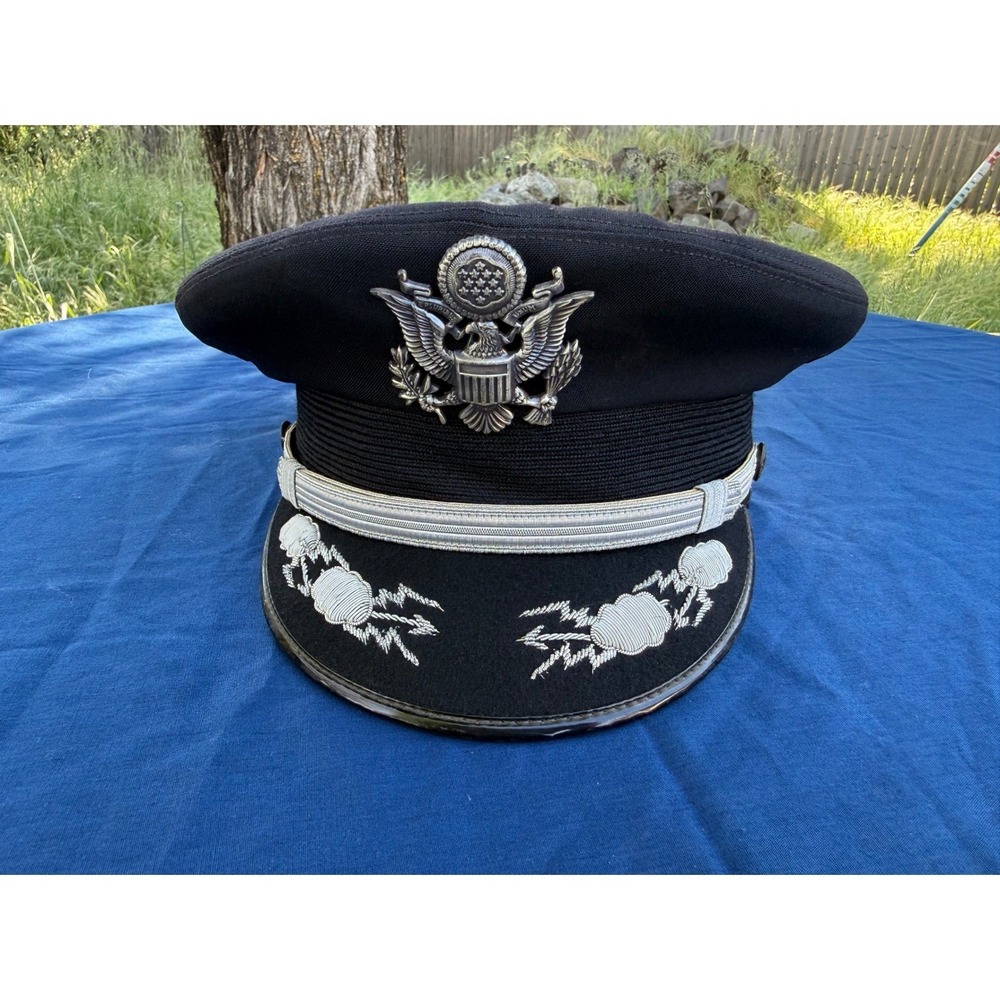US Air Force USAF Officer Service Cap Hat Clouds and Lightning Black Cap